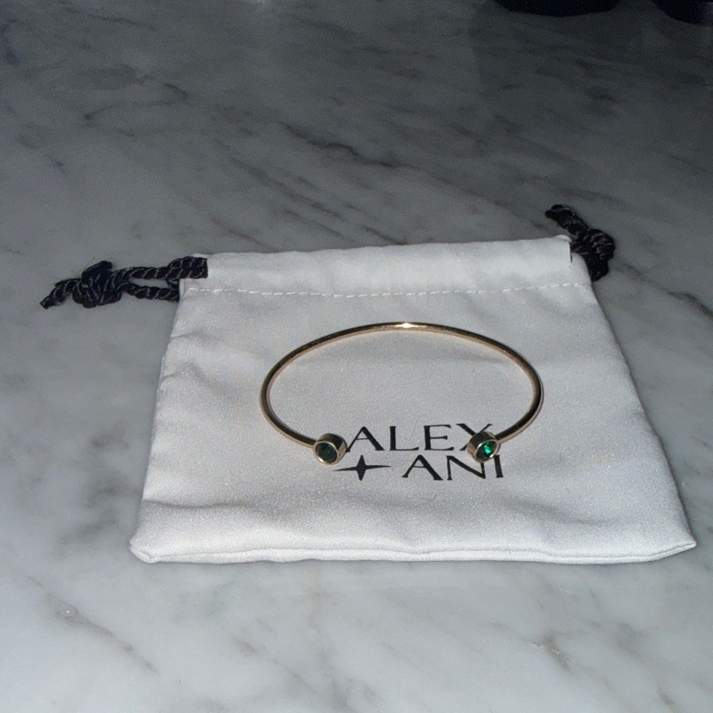 Alex and Ani Gold Emerald Flex Cuff
